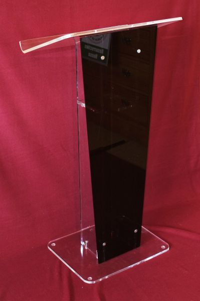 Showing pulpit with optional shaped semi-transparent 'black' acrylic front